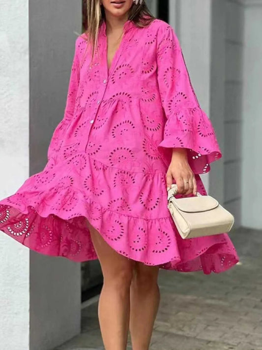 Eyelet Ruffled Hem Tiered Dress | Deb Shops