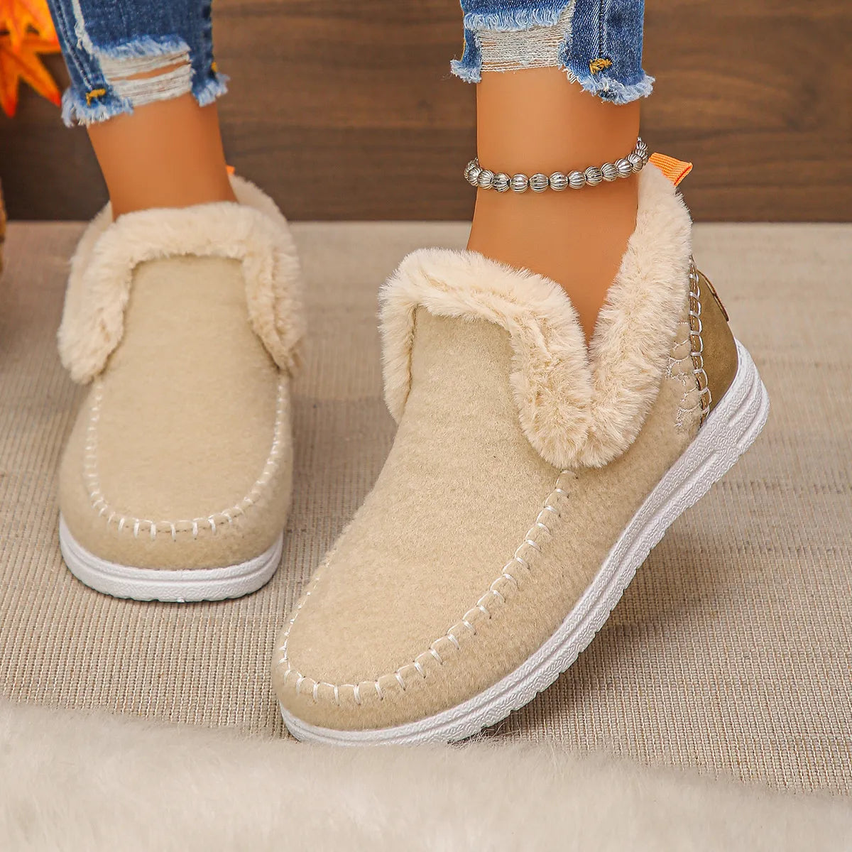 Round Toe Fleece-Lined Ankle Boots | Deb Shops
