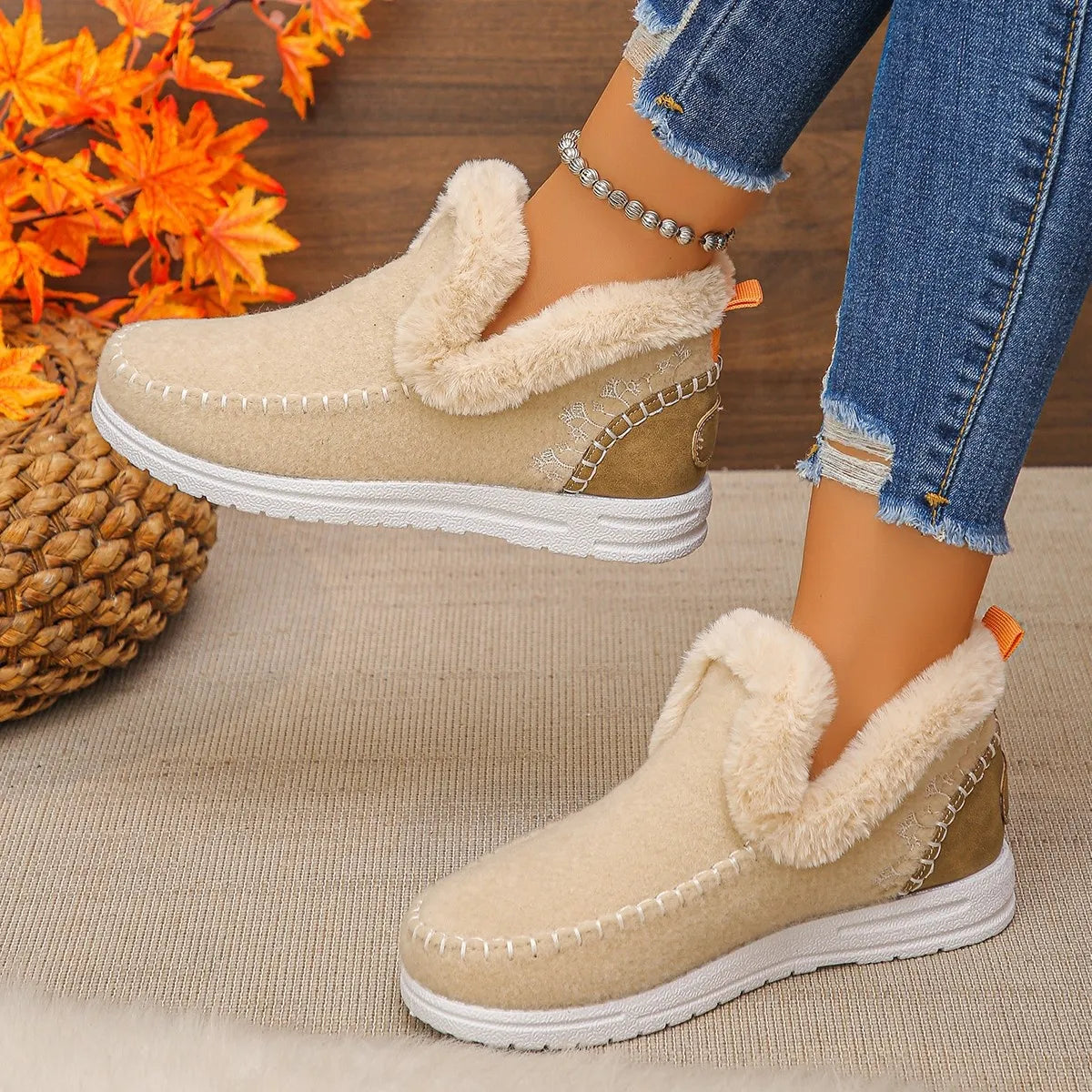 Round Toe Fleece-Lined Ankle Boots | Deb Shops