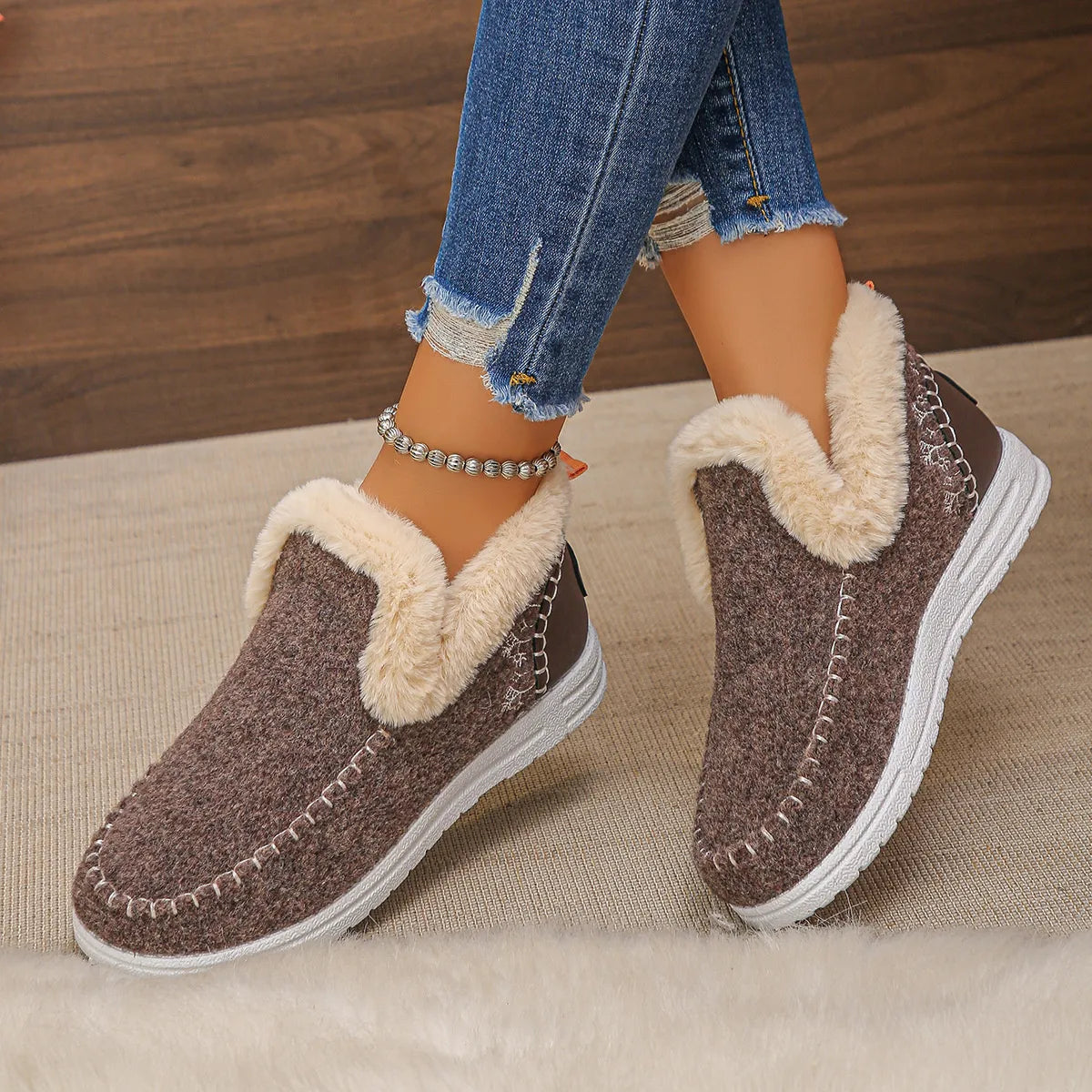 Round Toe Fleece-Lined Ankle Boots | Deb Shops