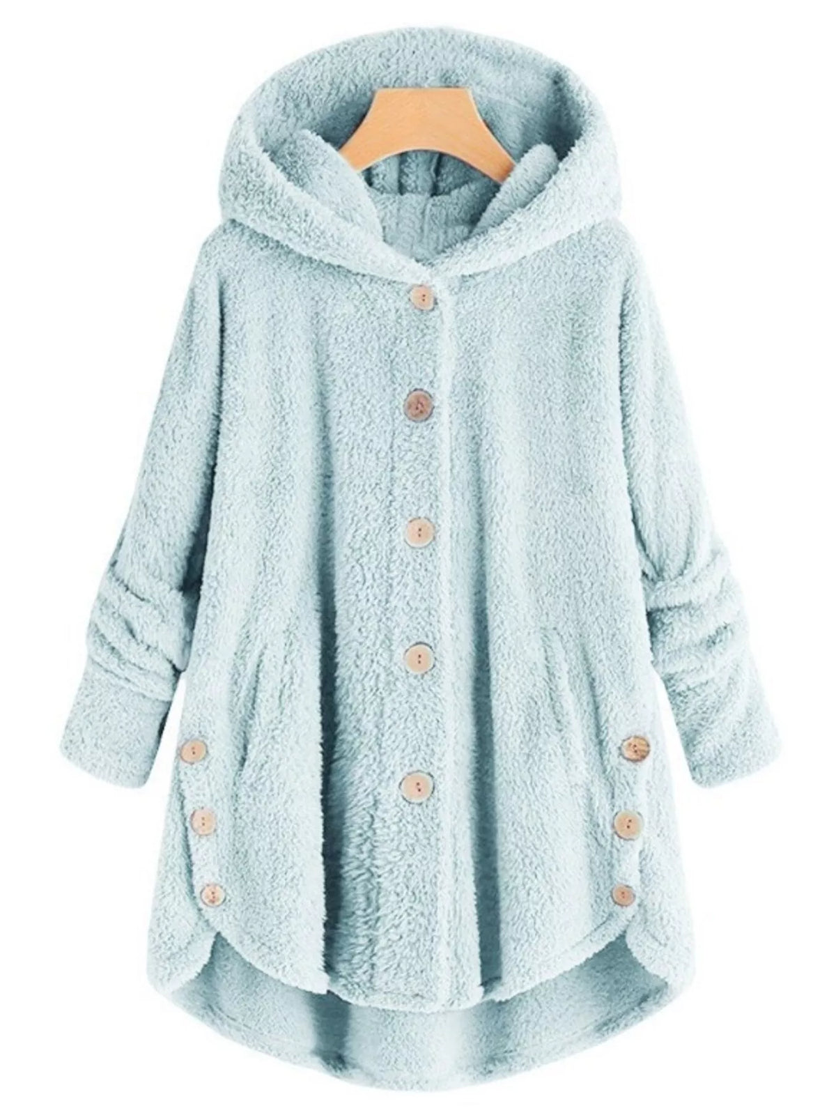 Fleece Button-Down Hooded Jacket