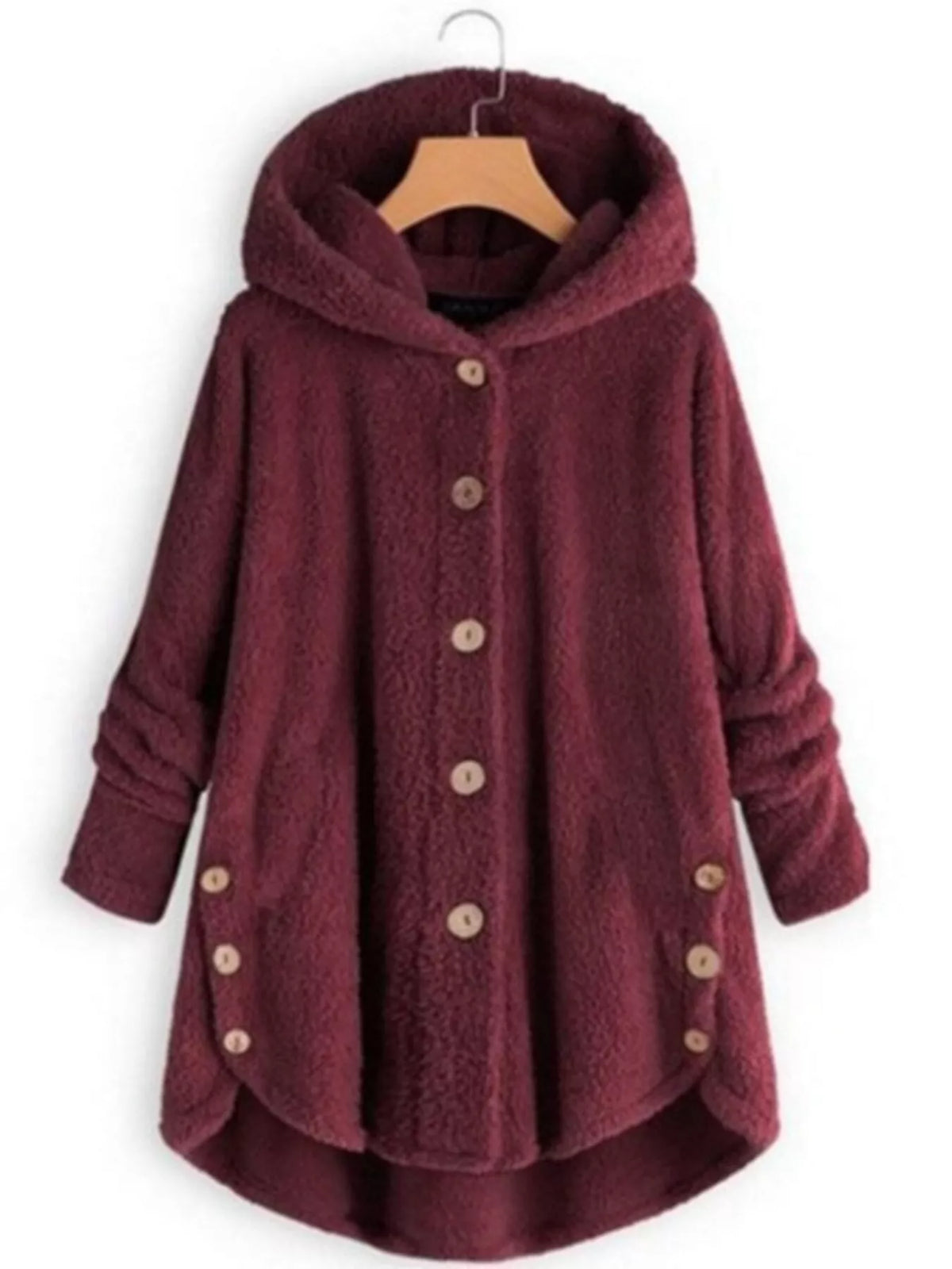 Fleece Button-Down Hooded Jacket