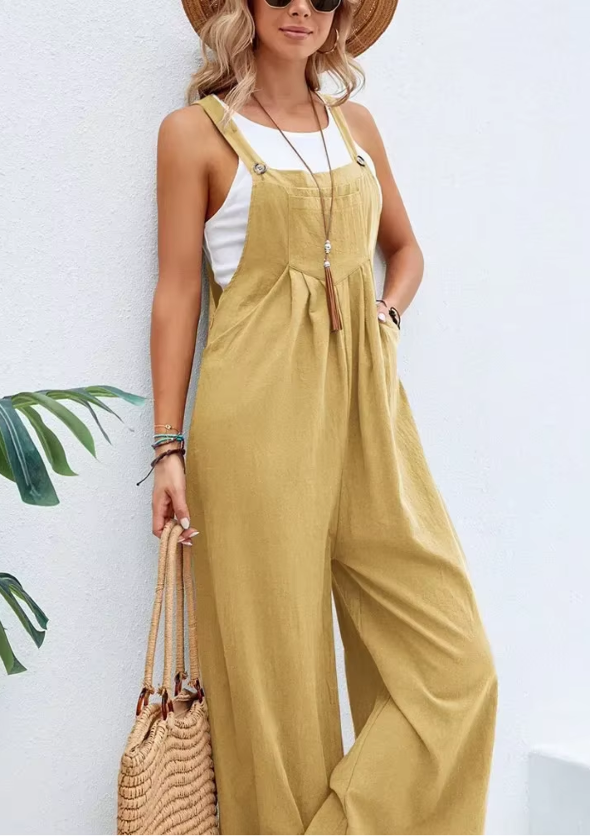Floral Daisy Print Pocket Romper Long Button Jumpsuit