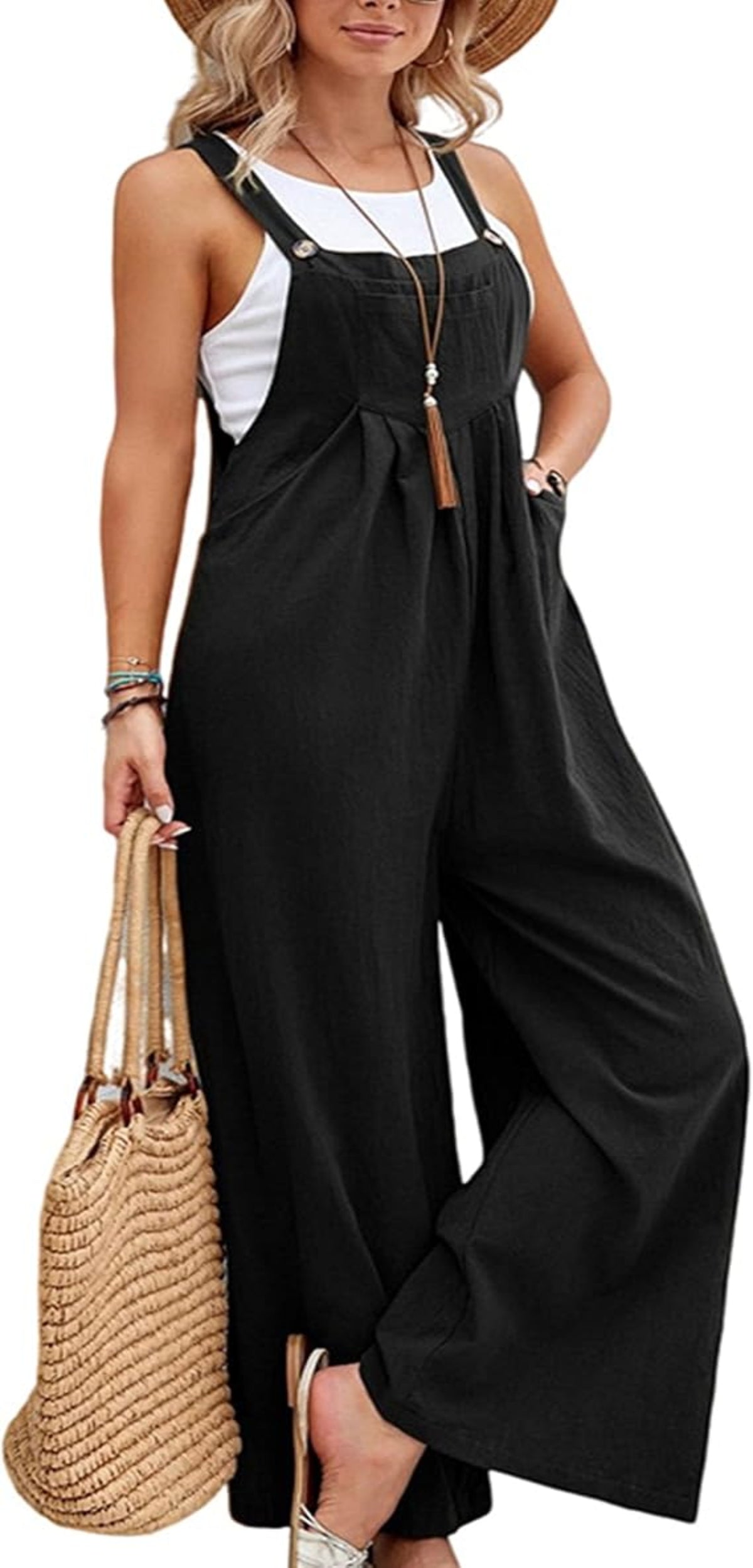 Floral Daisy Print Pocket Romper Long Button Jumpsuit