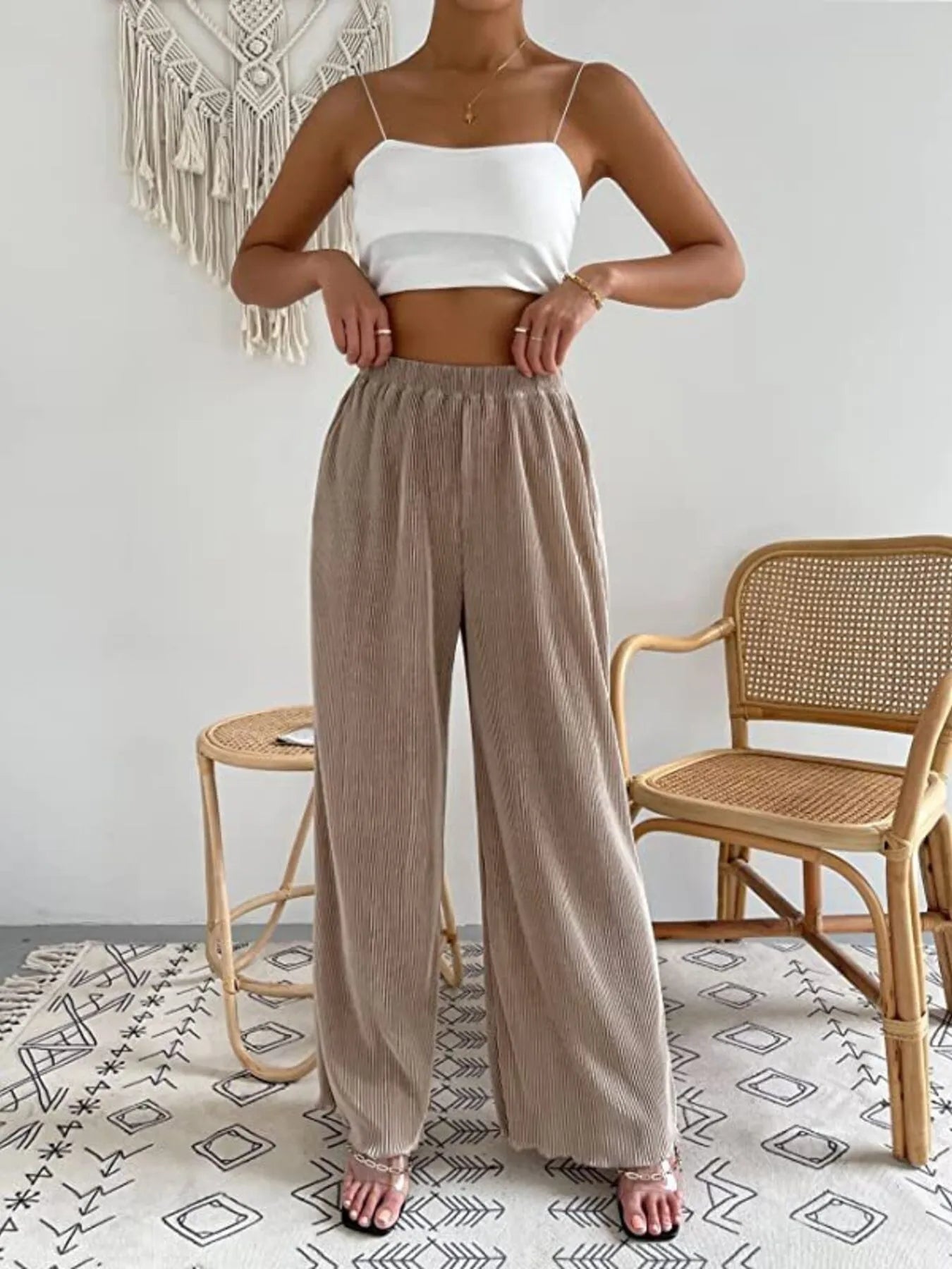 Full Size Elastic Waist Wide Leg Pants | Deb Shops