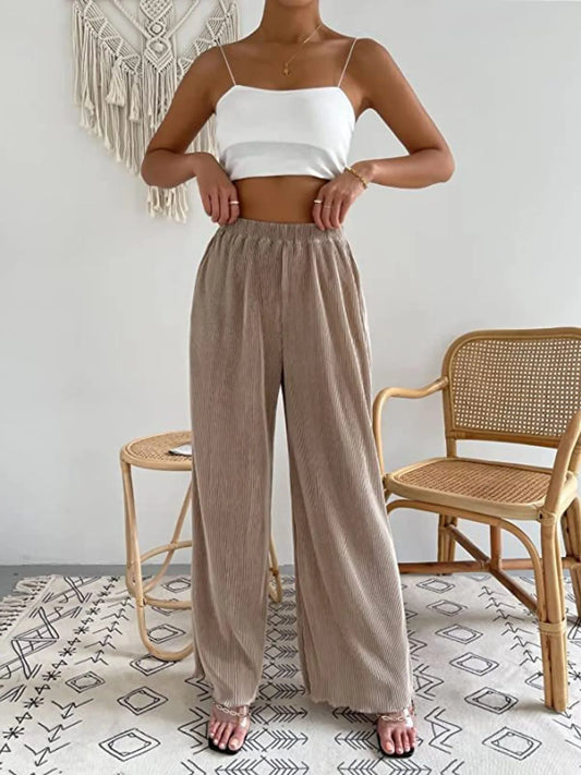 Full Size Elastic Waist Wide Leg Pants | Deb Shops