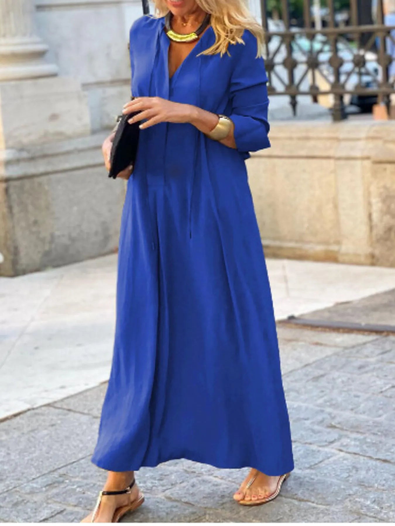 Full Size Solid Color Maxi Shirt Dress | Deb Shops