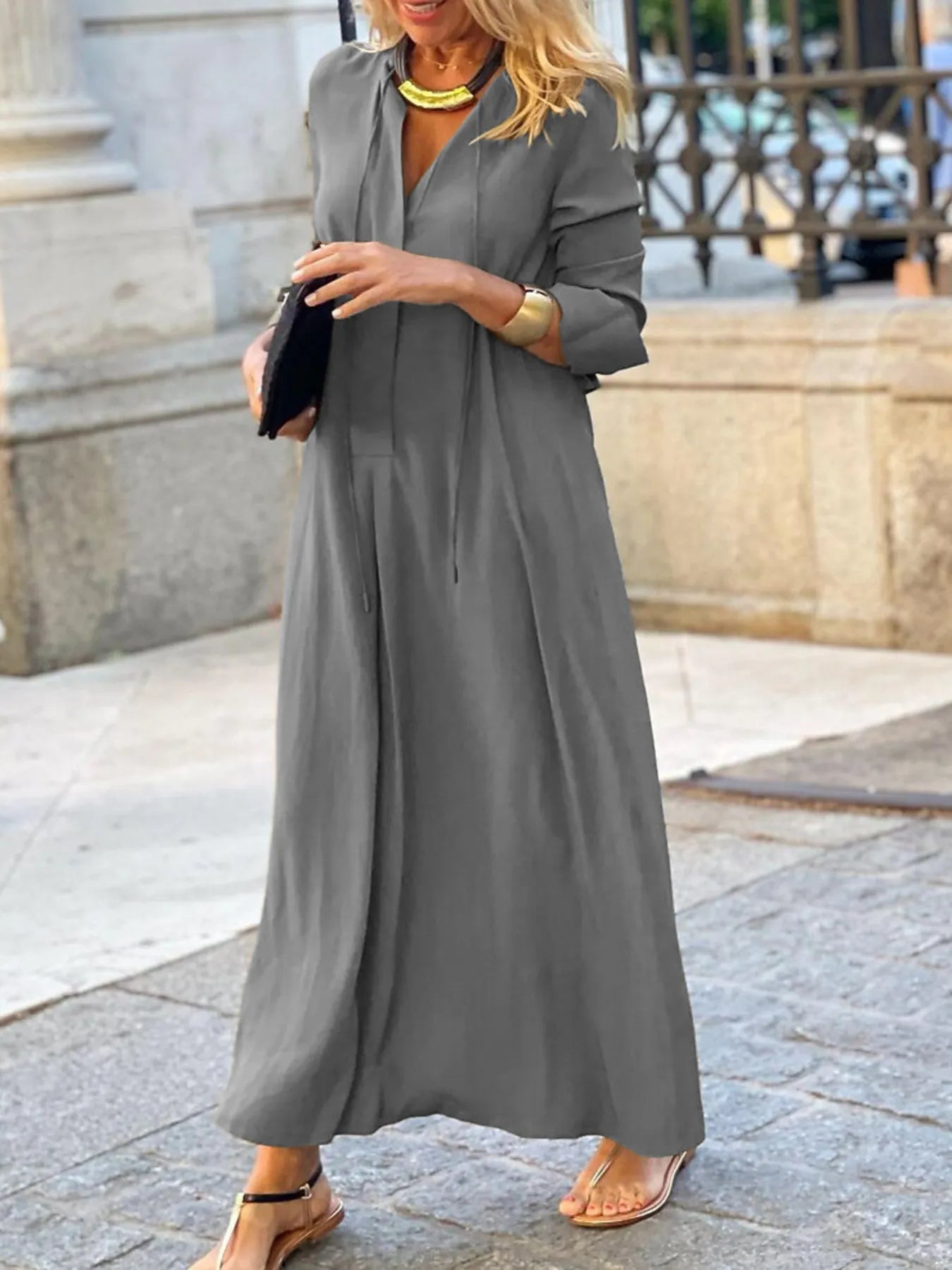 Full Size Solid Color Maxi Shirt Dress | Deb Shops