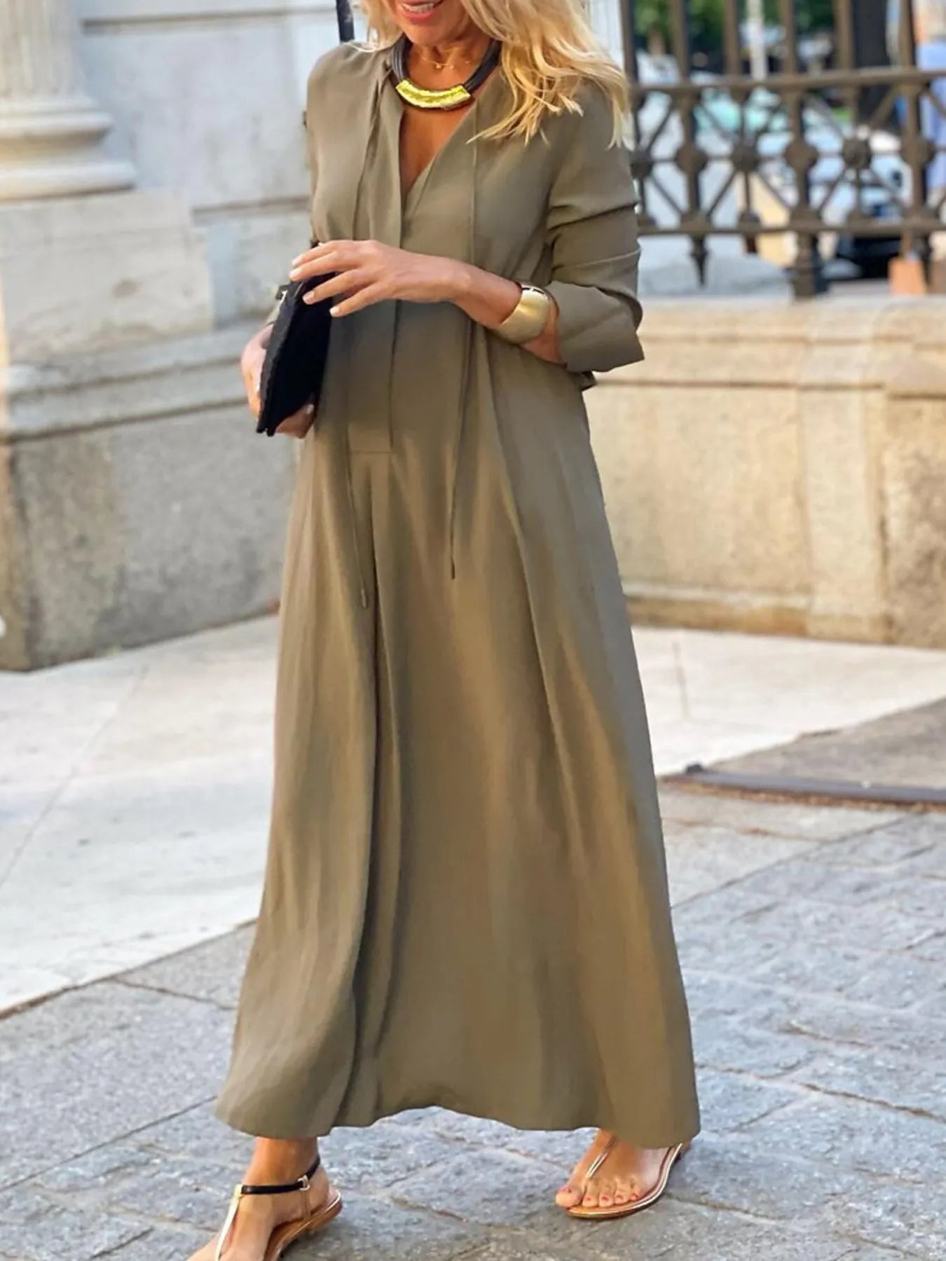 Full Size Solid Color Maxi Shirt Dress | Deb Shops