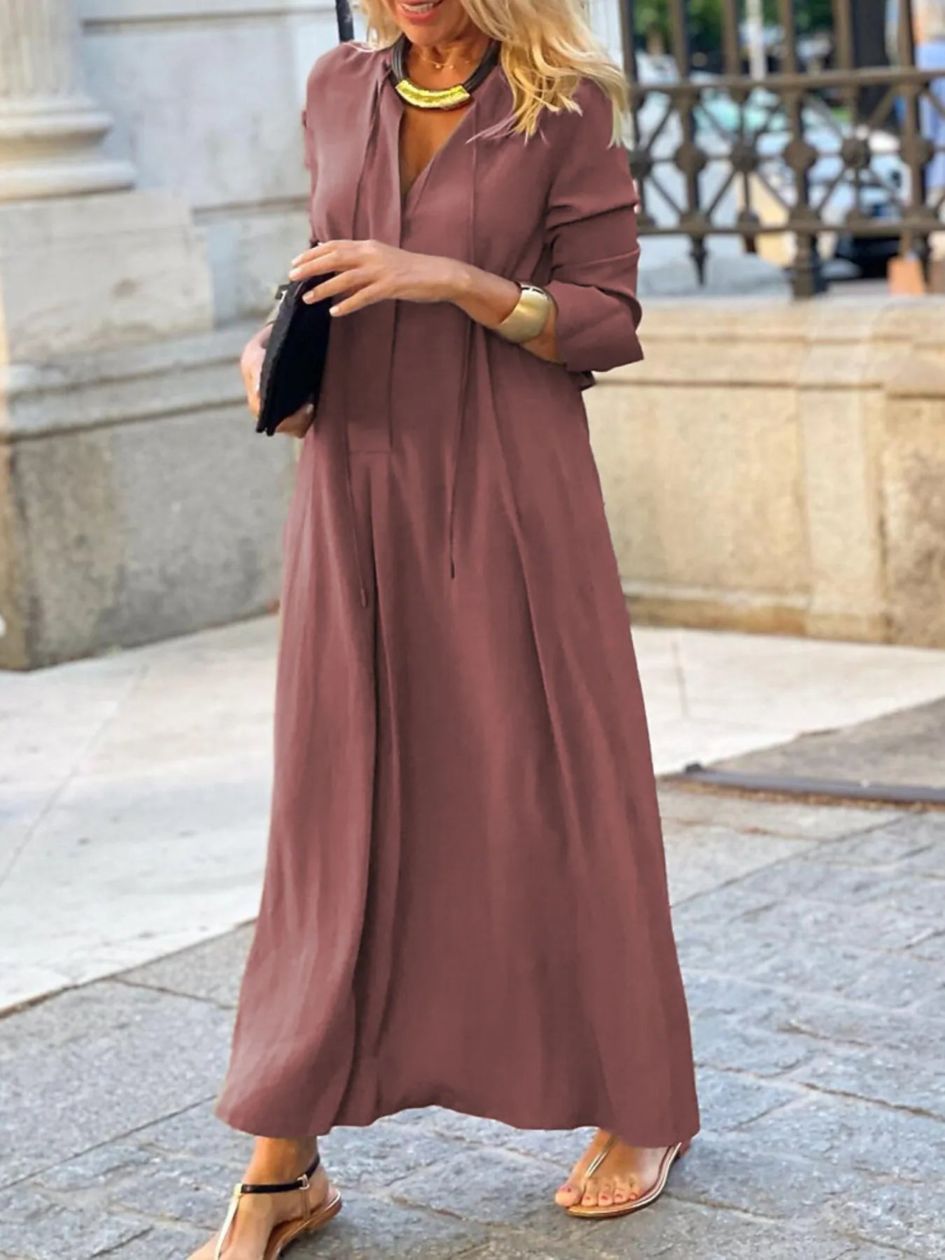 Full Size Solid Color Maxi Shirt Dress | Deb Shops