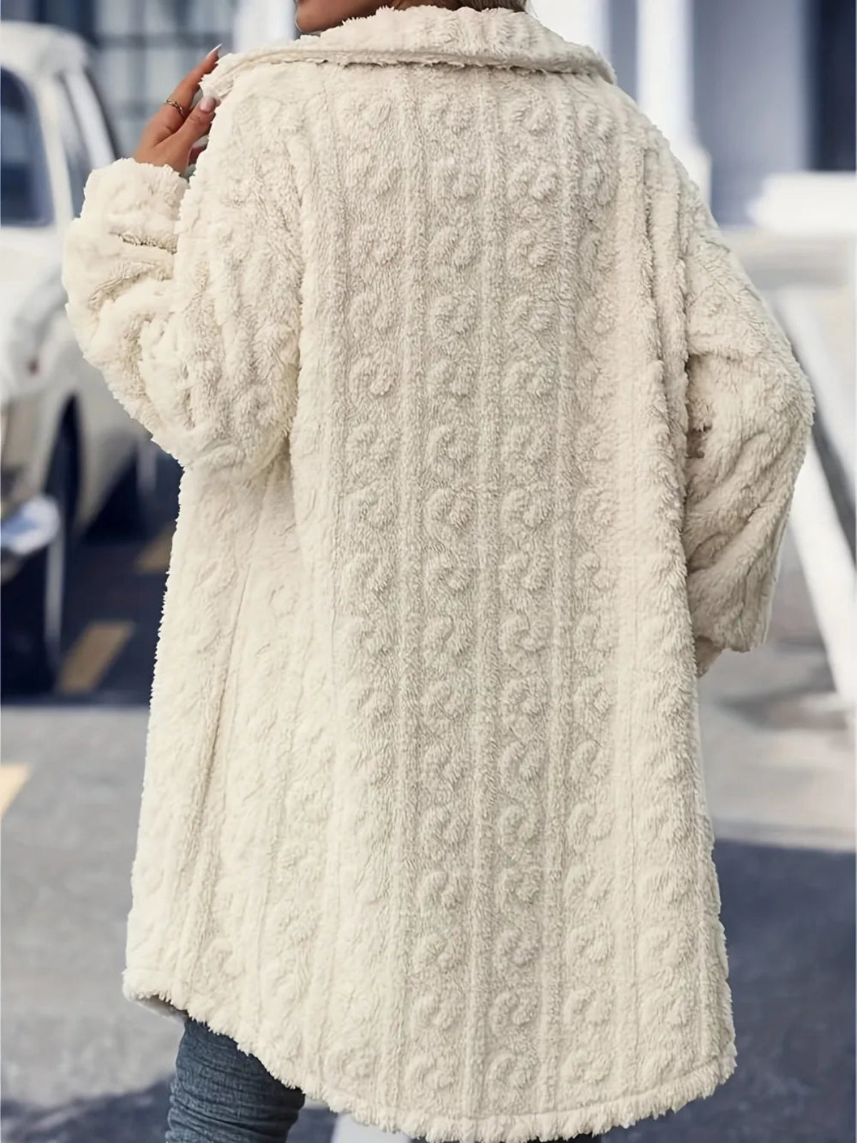 Fuzzy Button-Up Longline Coat
