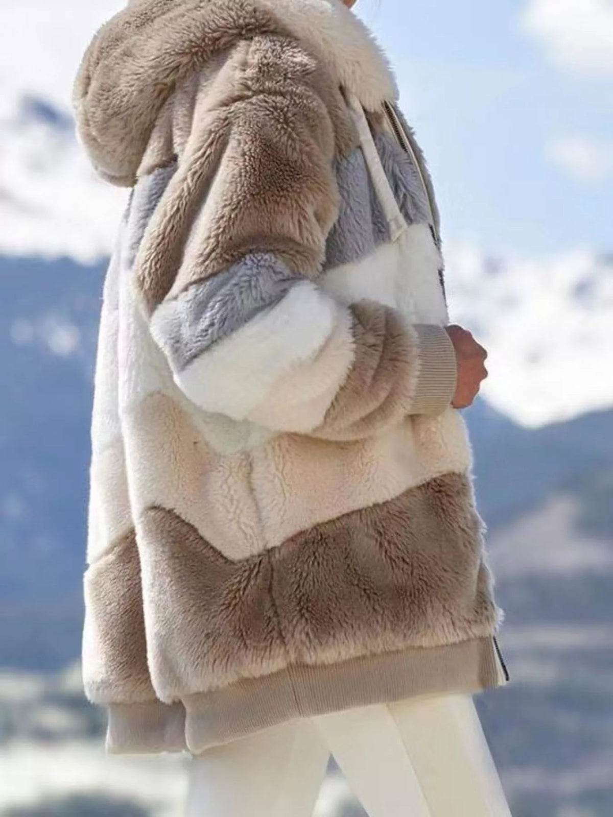 Fuzzy Zip-Up Hoodie Jacket with Pockets