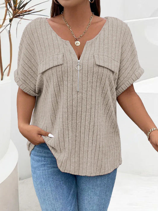 Half Zip Short Sleeve T-Shirt | Deb Shops