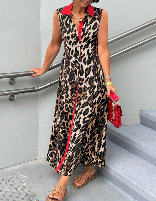 Leopard Print Sleeveless Maxi Dress | Deb Shops