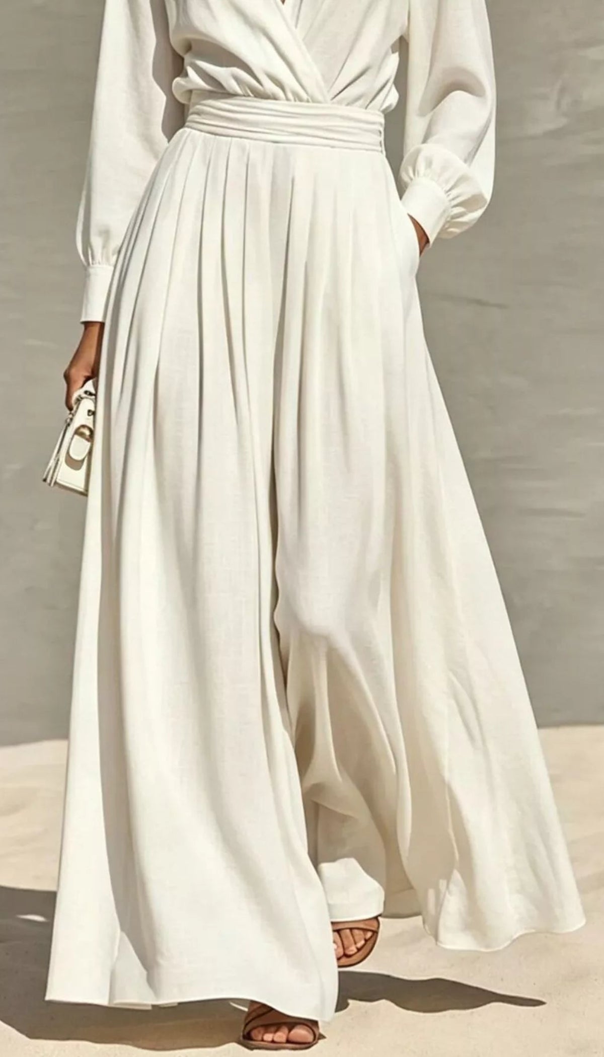 Long Sleeve Wide-Leg Jumpsuit with Pockets