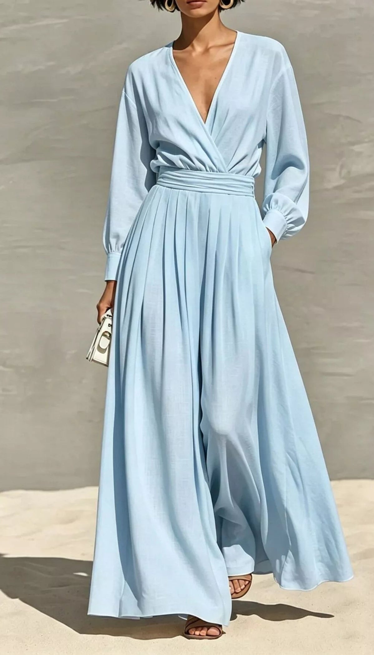 Long Sleeve Wide-Leg Jumpsuit with Pockets