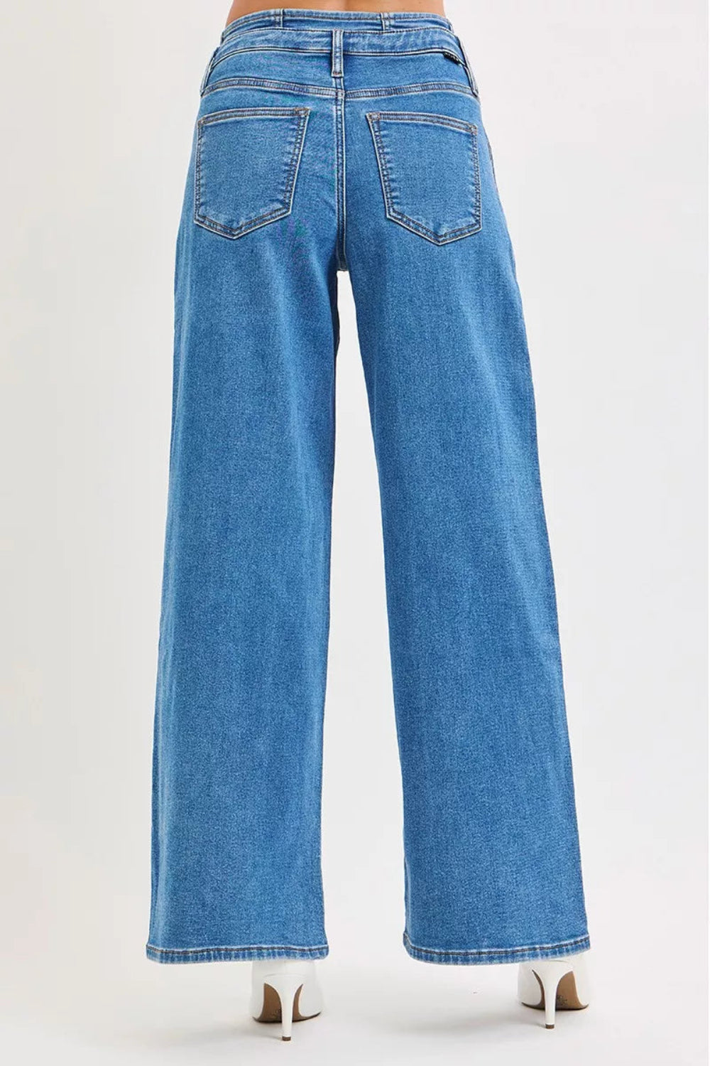 Mid Rise Fit Wide Leg with Pleated Detail Jeans | Deb Shops