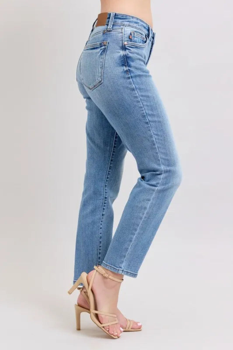 Mid Rise Wash Slim Jeans with Cell Phone Pocket Deb Shops