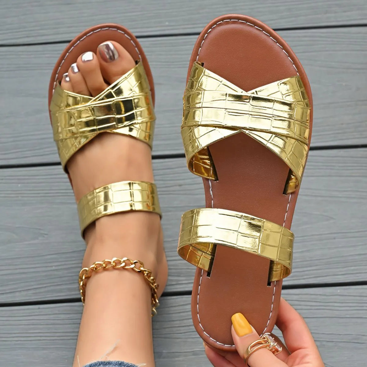 Open Toe Flats Sandals | Deb Shops