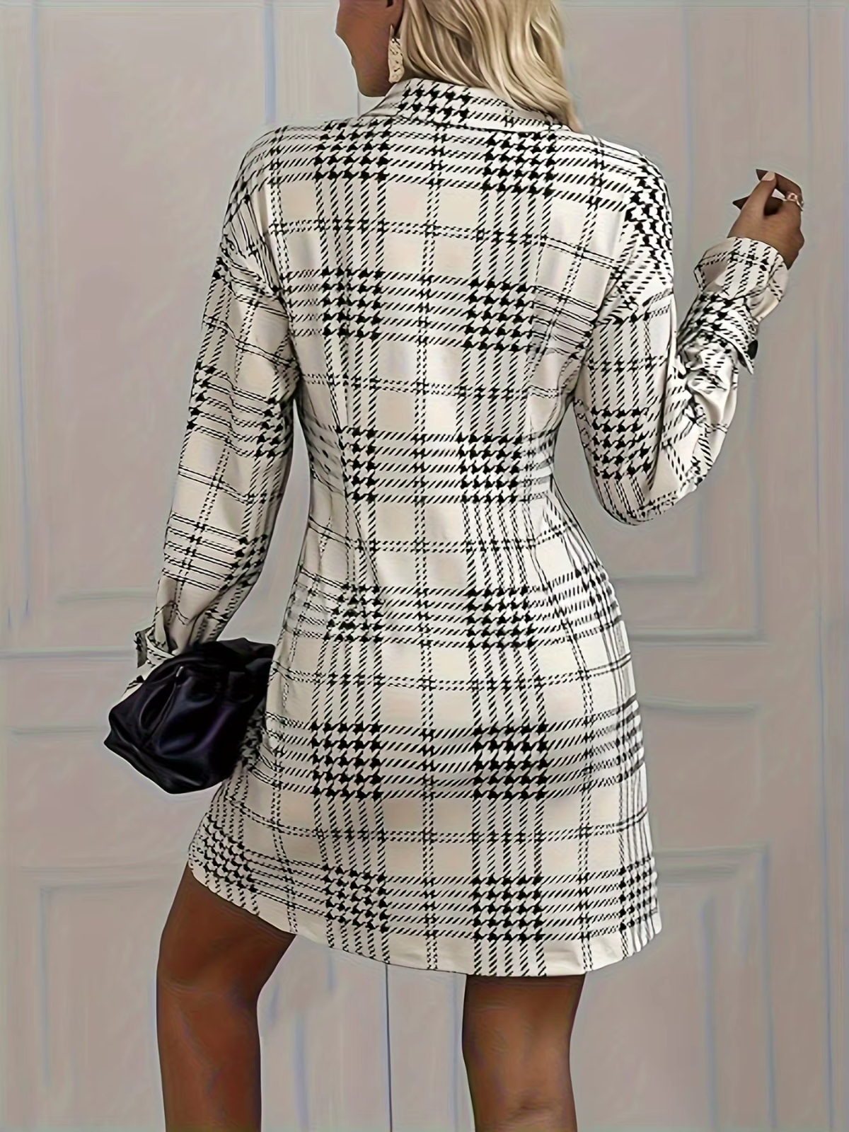 Plaid Midi Shirt Long Sleeve Dress