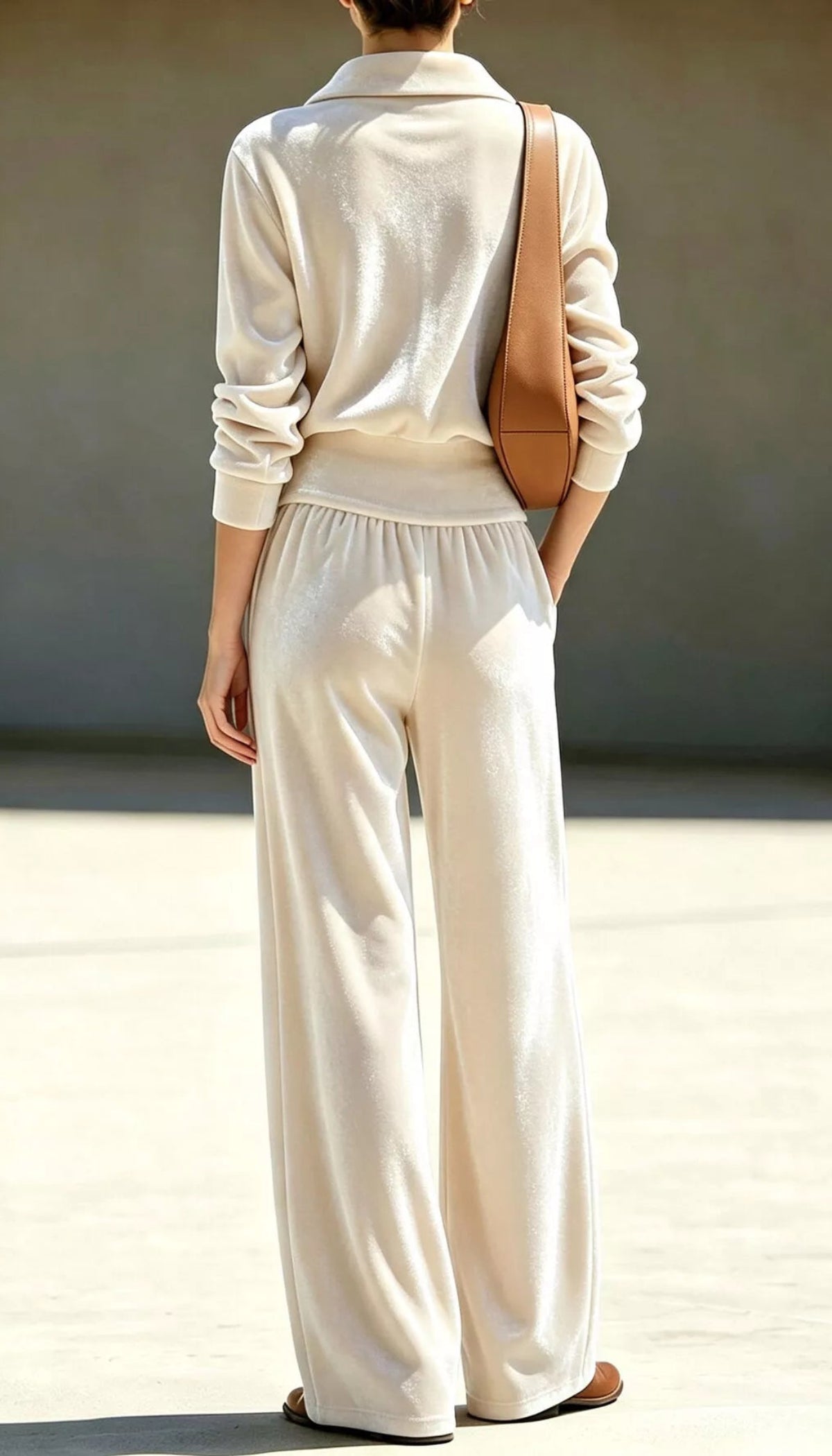 Quarter-Zip Top & Wide-Leg Pants Set