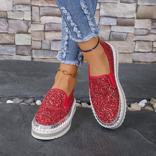 Rhinestone Round Toe Platform Loafers | Deb Shops