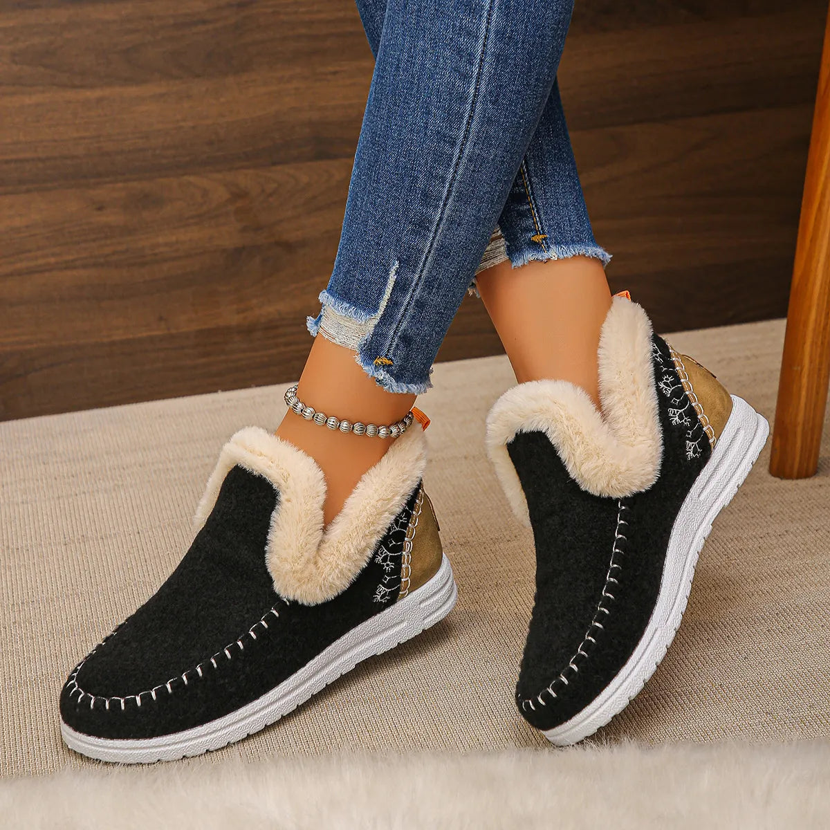 Round Toe Fleece-Lined Ankle Boots | Deb Shops