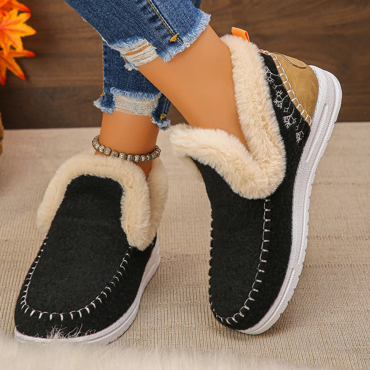 Round Toe Fleece-Lined Ankle Boots | Deb Shops