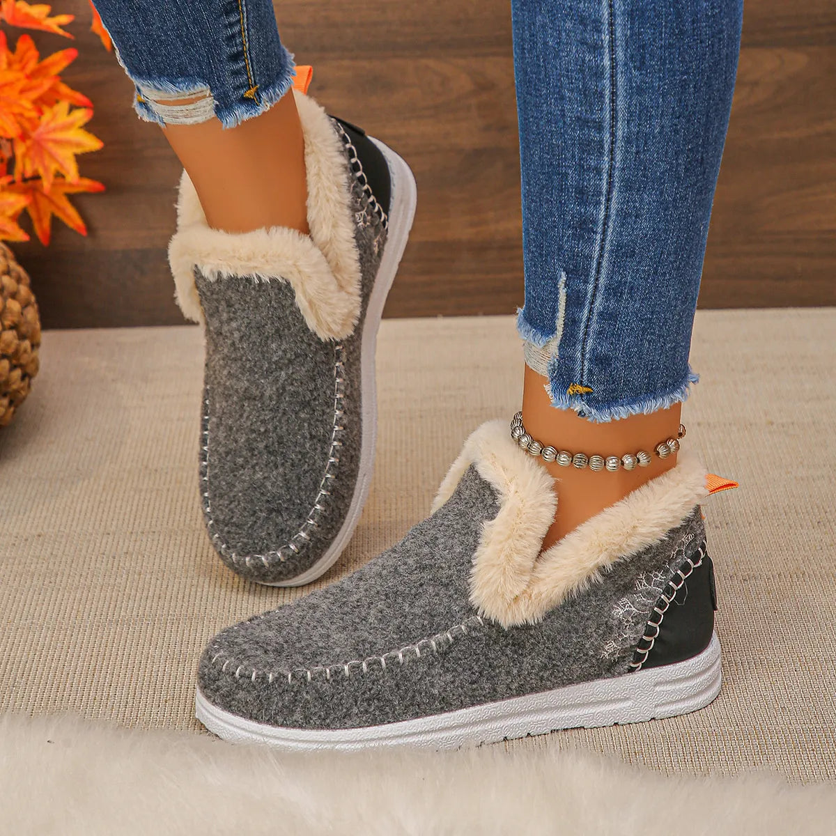 Round Toe Fleece-Lined Ankle Boots | Deb Shops