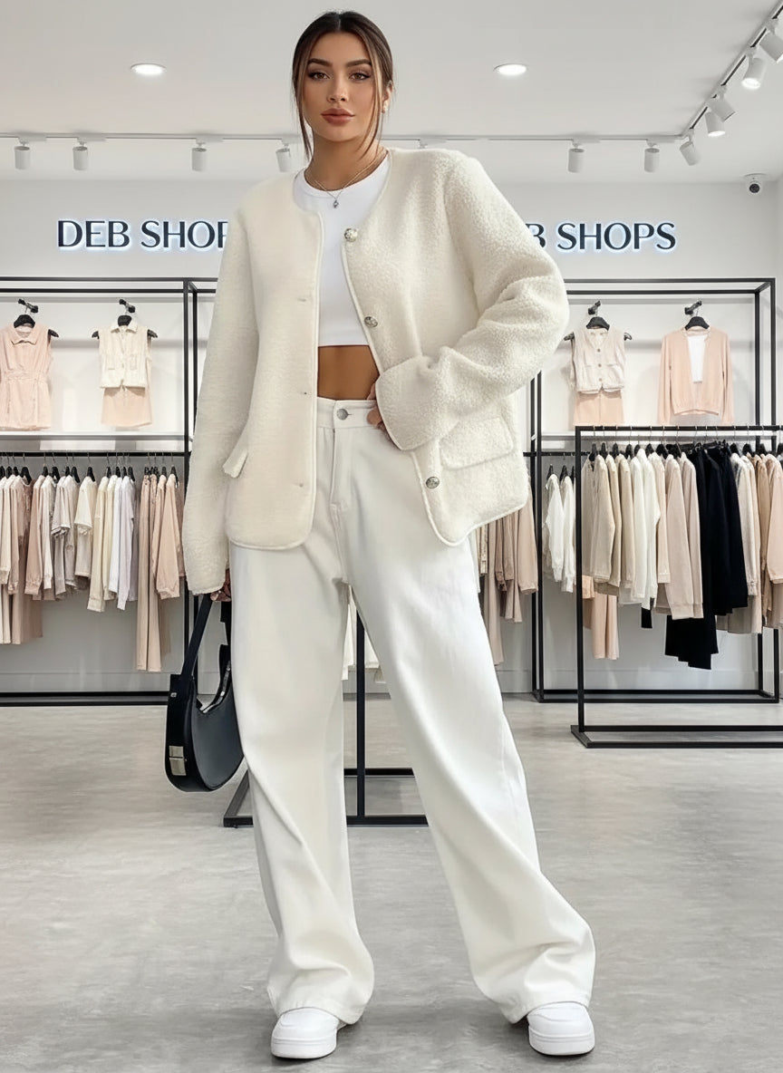 Textured Button-Up Fleece Outerwear | Deb Shops