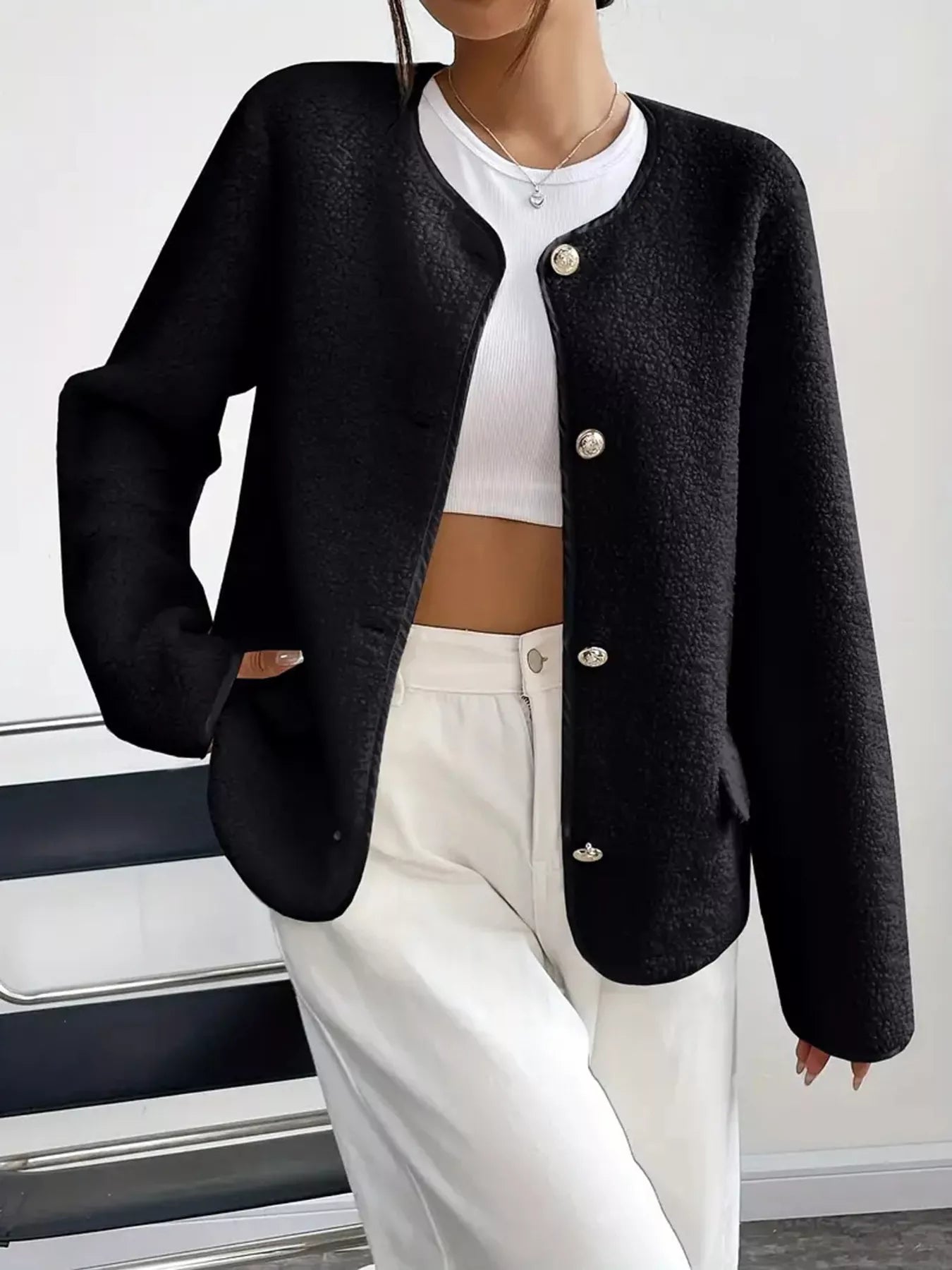 Textured Button-Up Fleece Outerwear | Deb Shops