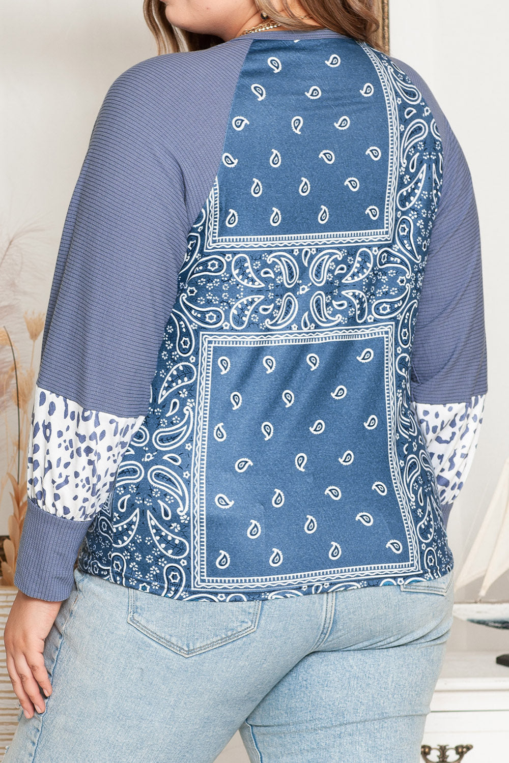V-Neck Printed Raglan Sleeve Blouse | Deb Shops