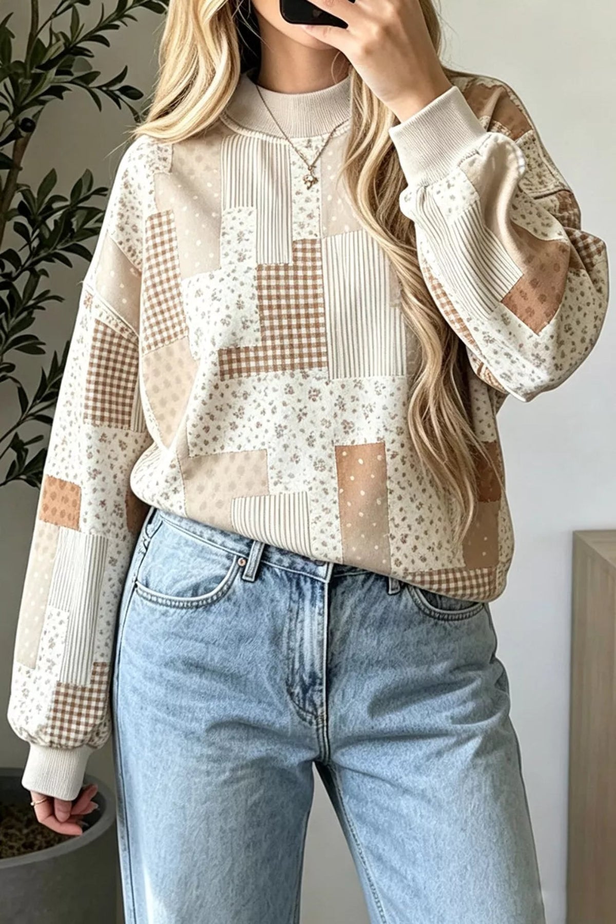 Vintage Patchwork Dropped Shoulder Sweatshirt