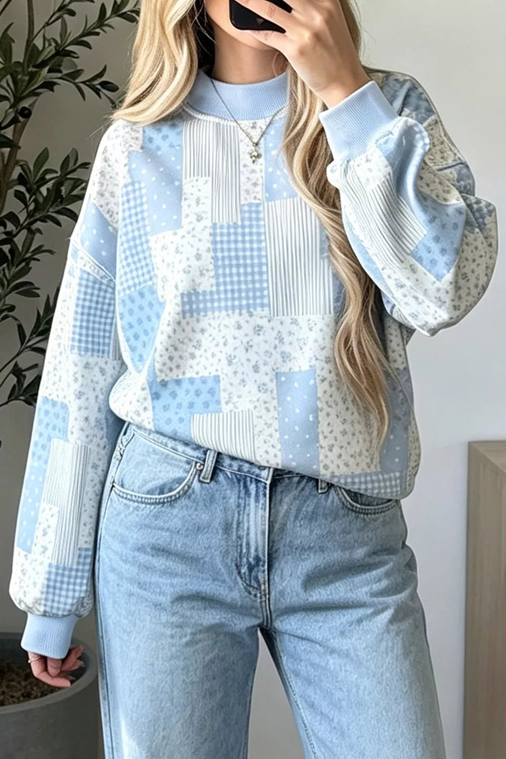 Vintage Patchwork Dropped Shoulder Sweatshirt