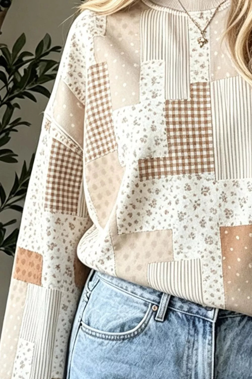 Vintage Patchwork Dropped Shoulder Sweatshirt