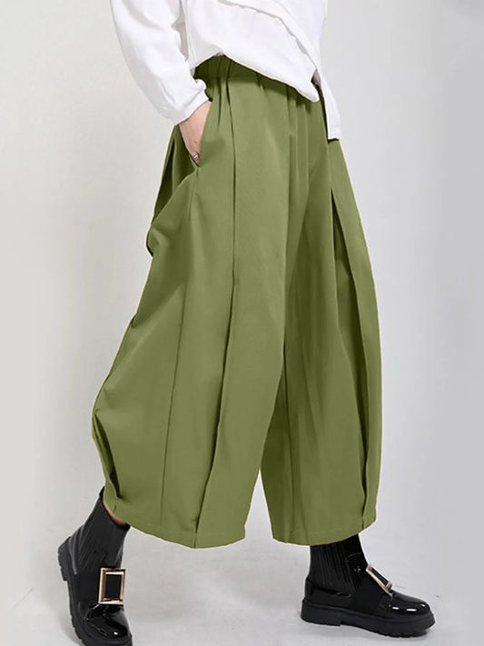 Wide Leg Pleated Detail Cropped Pants | Deb Shops