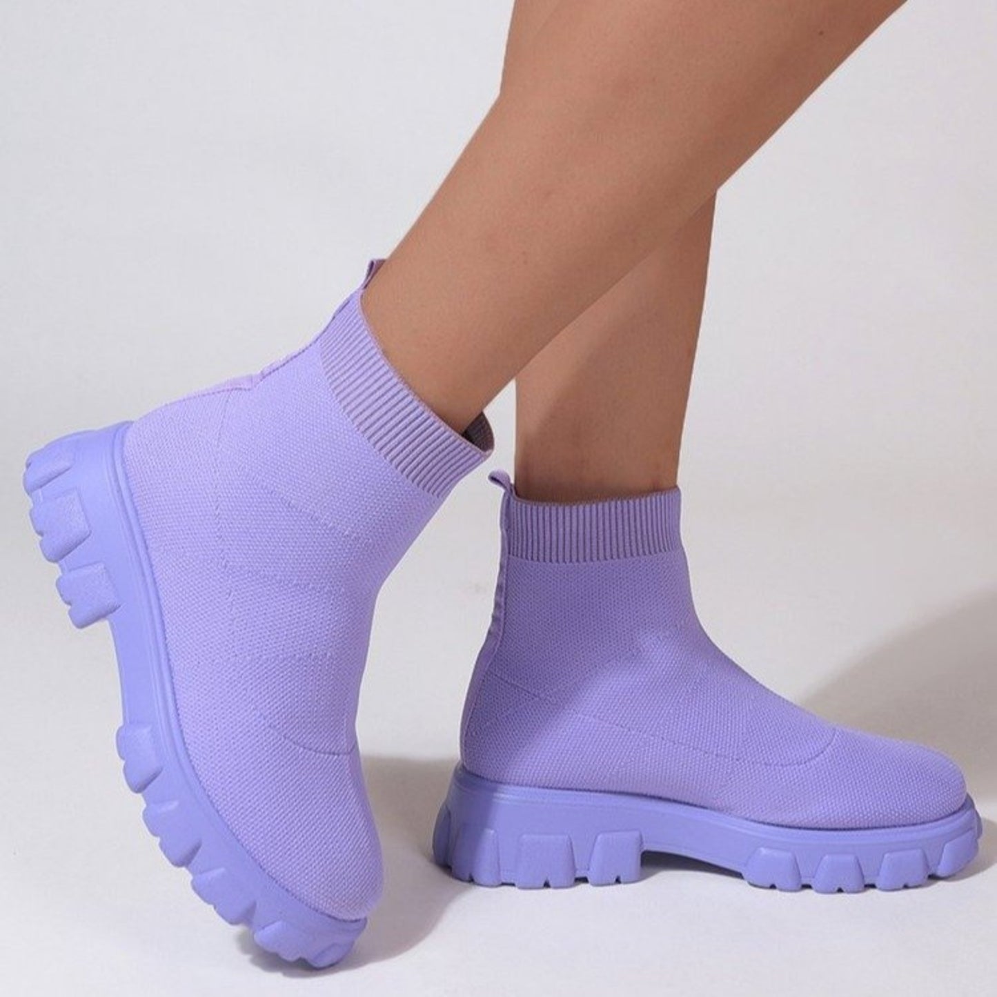 Mesh Round Toe Platform Boots - Deb Shops
