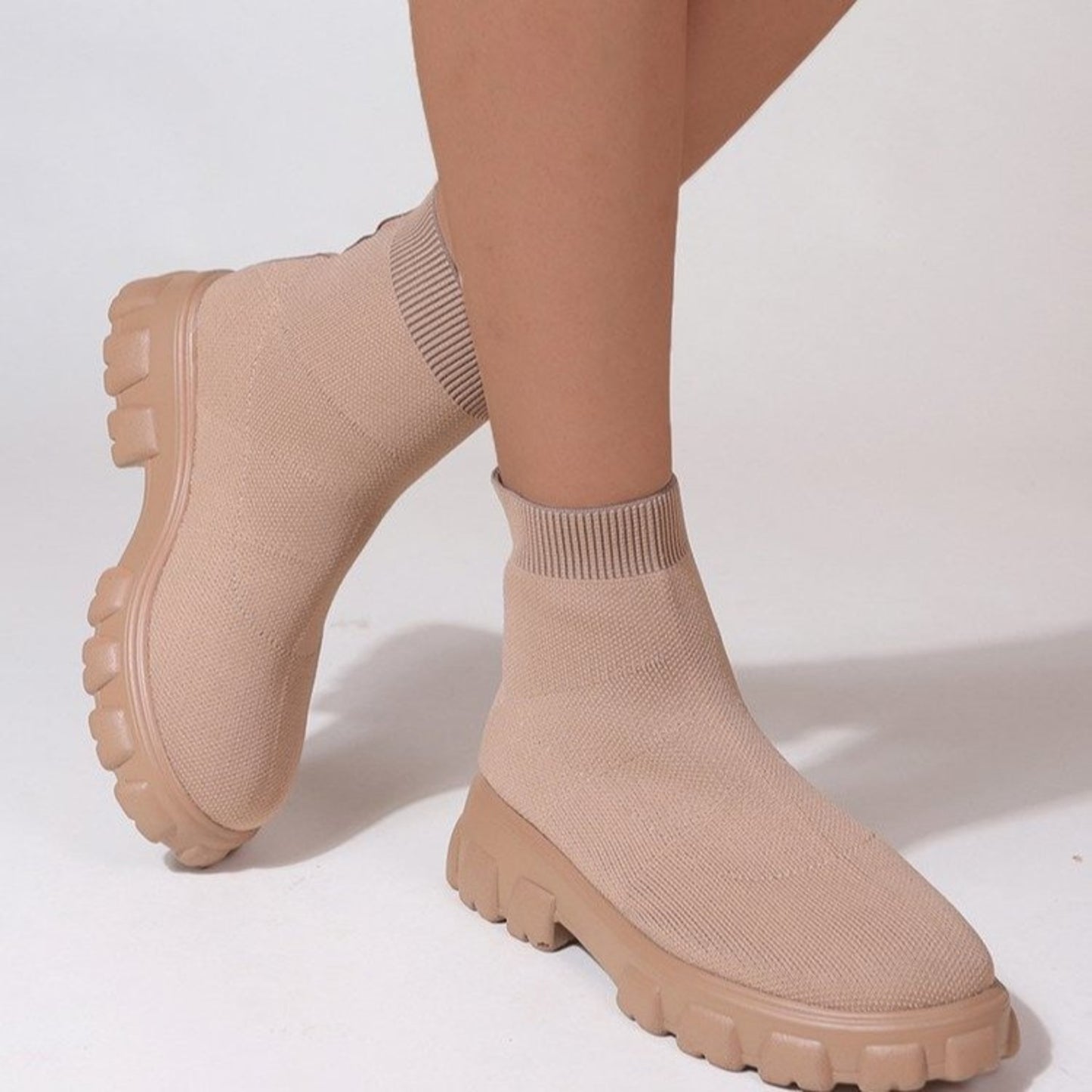 Mesh Round Toe Platform Boots - Deb Shops
