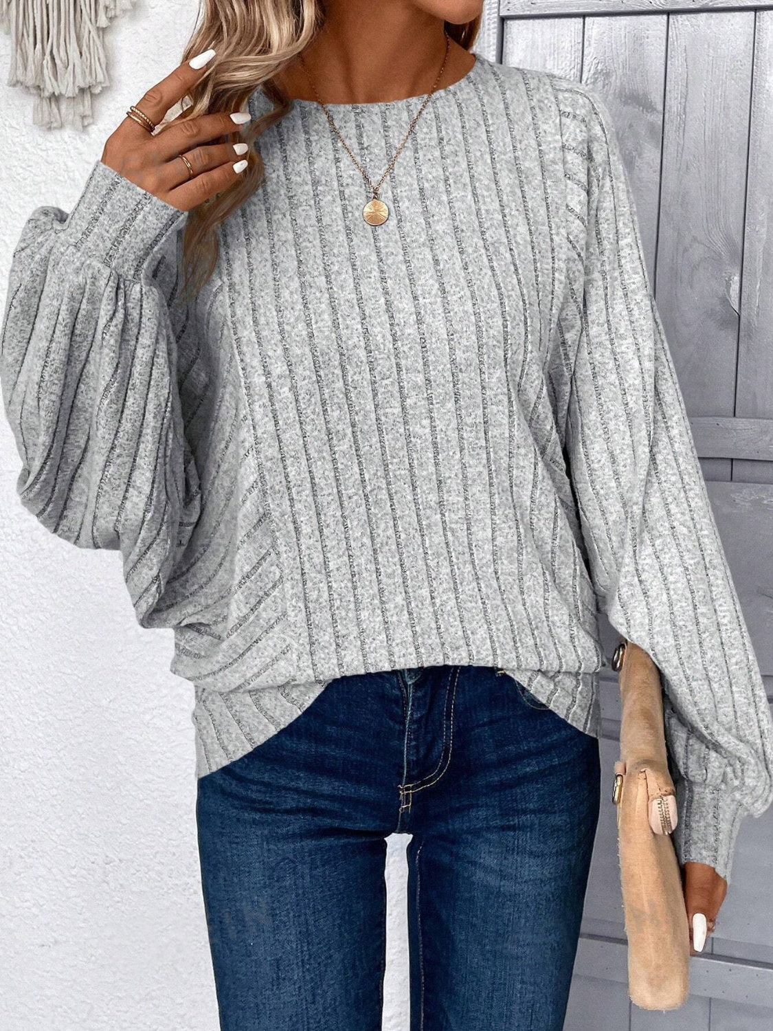Plus Size Round Neck Batwing Sleeve T-Shirt - Deb Shops