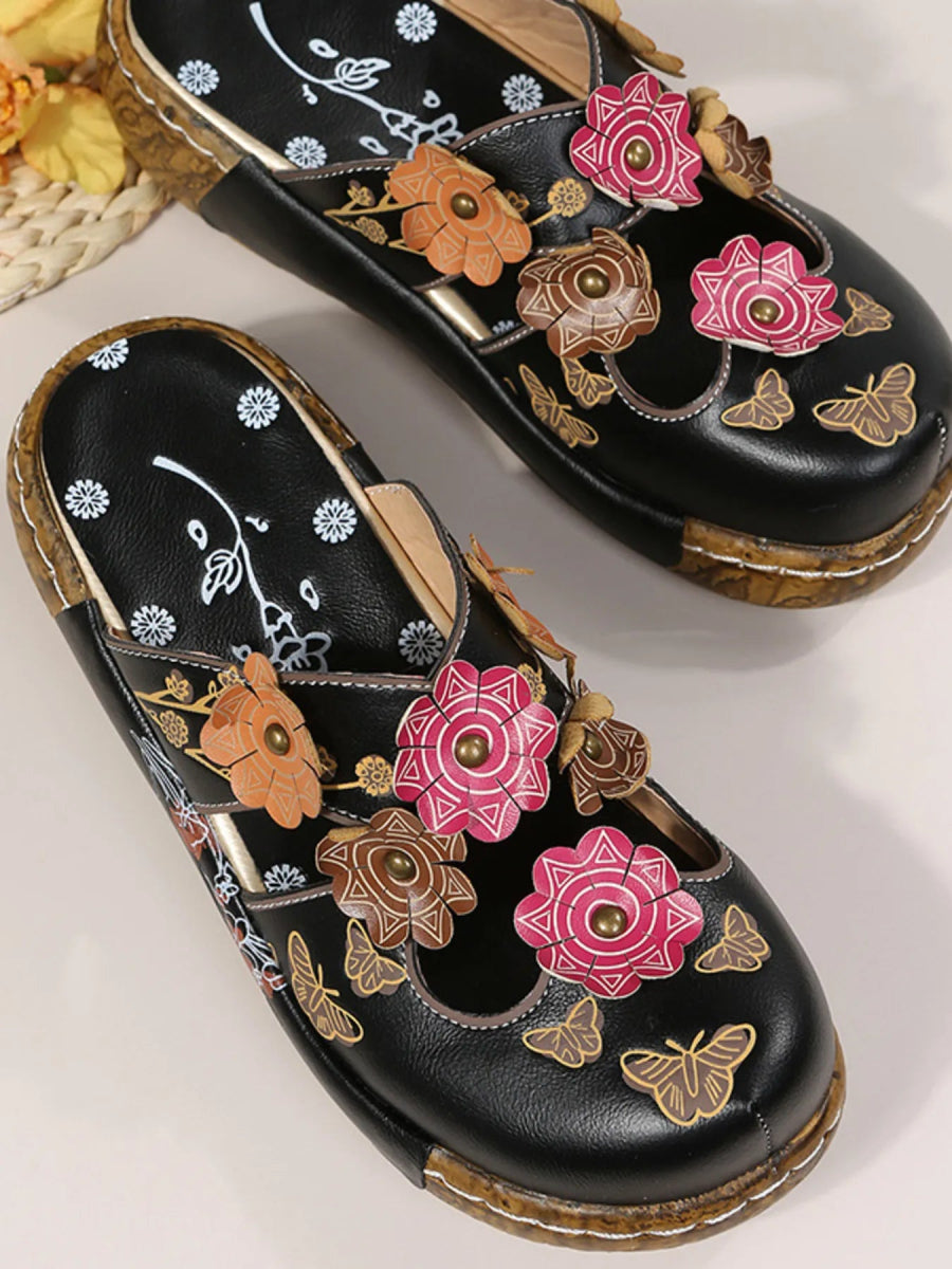 Floral Round Neck Sandals - Deb Shops