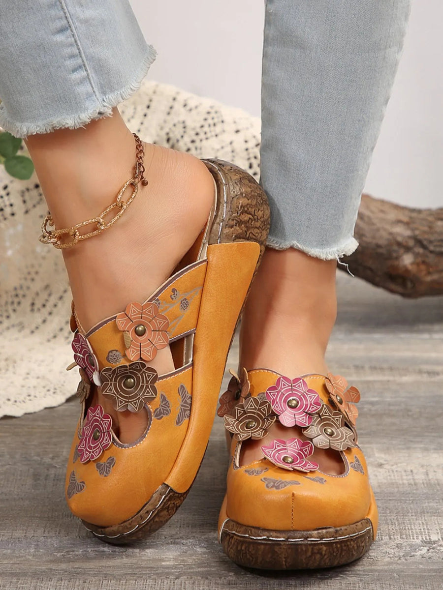 Floral Round Neck Sandals - Deb Shops