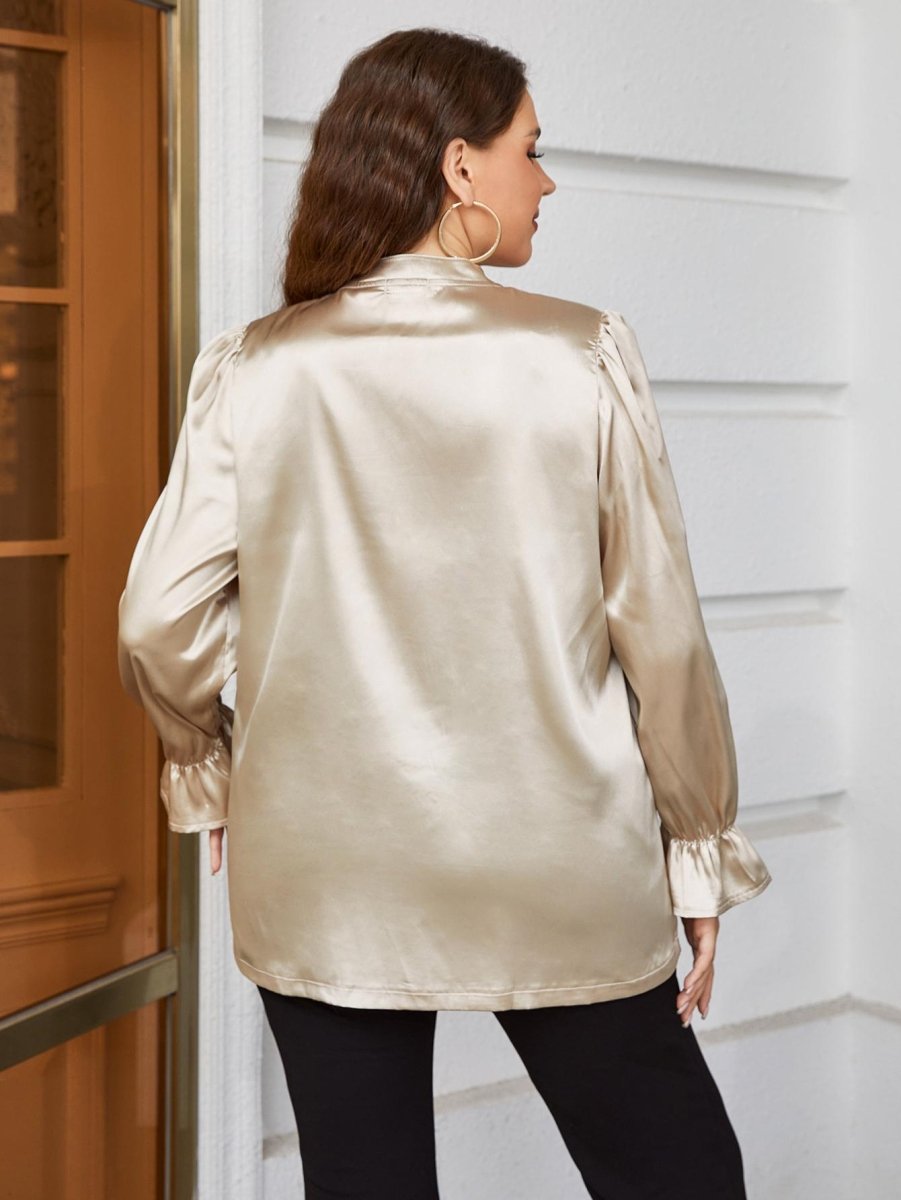 Flounce Sleeve Band Collar Shirt - Deb Shops