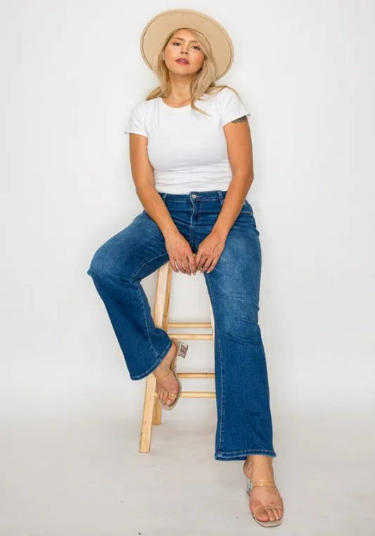 Full Size Cat's Whiskers High Rise Straight Jeans - Deb Shops