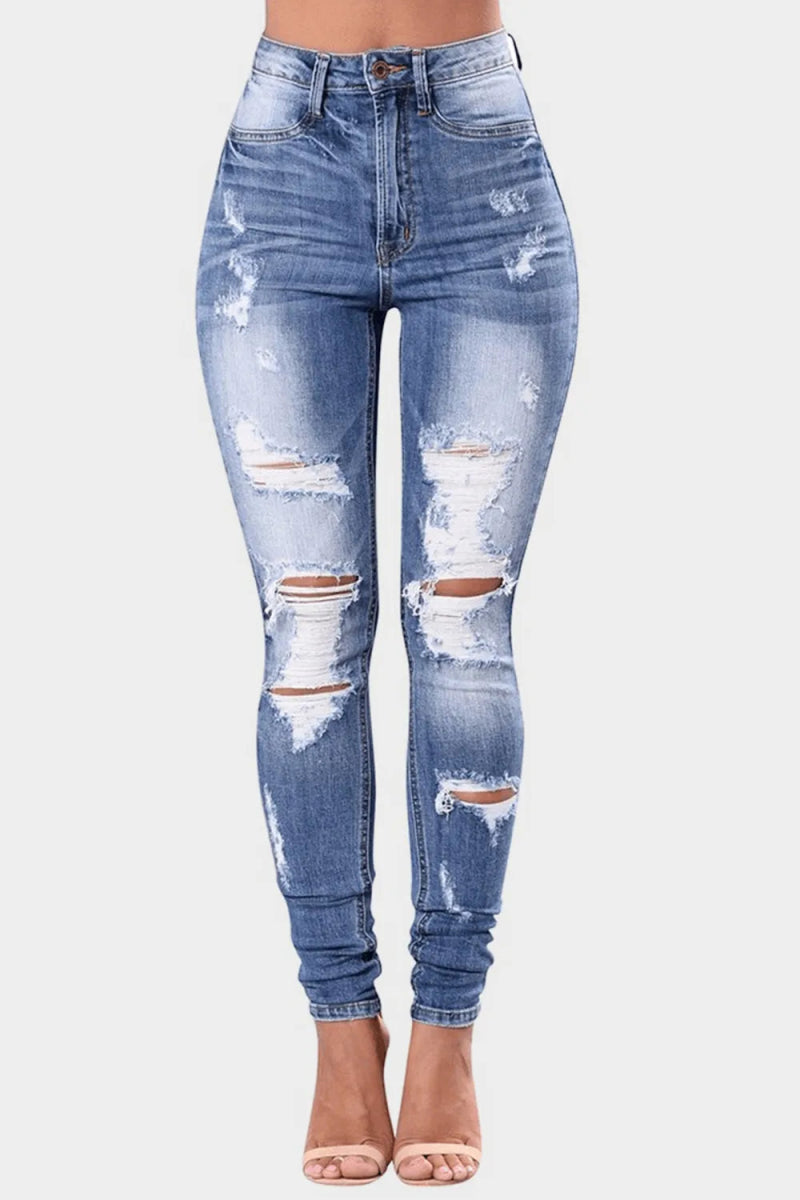 Full Size Distressed Skinny Jeans Plus Size - Deb Shops