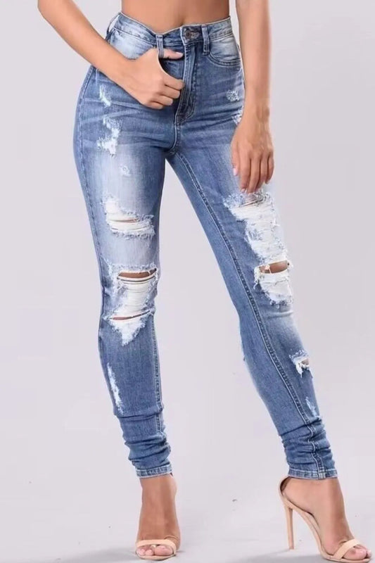 Full Size Distressed Skinny Jeans Plus Size - Deb Shops