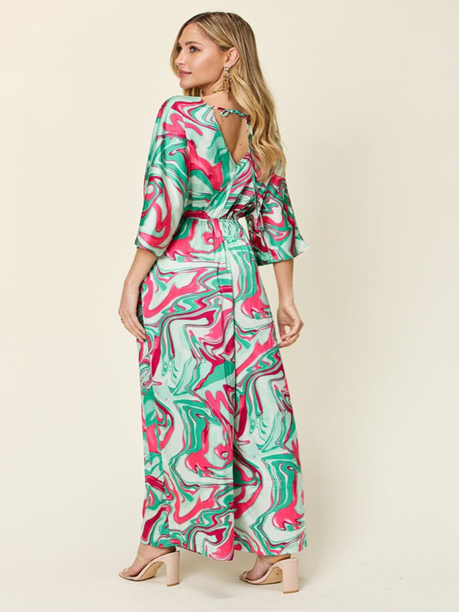 Full Size Half Sleeve Wide Leg Jumpsuit - Deb Shops