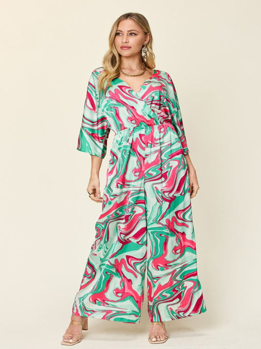 Full Size Half Sleeve Wide Leg Jumpsuit - Deb Shops