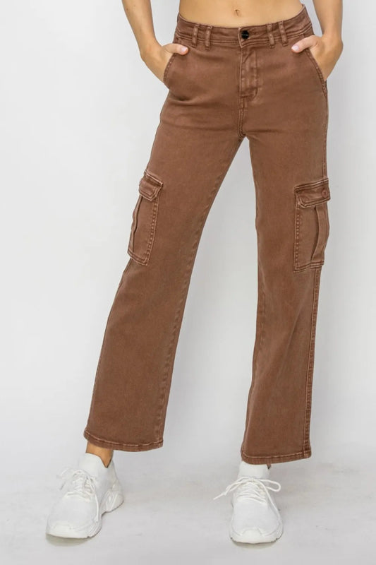 Full Size High Rise Cargo Jeans - Deb Shops