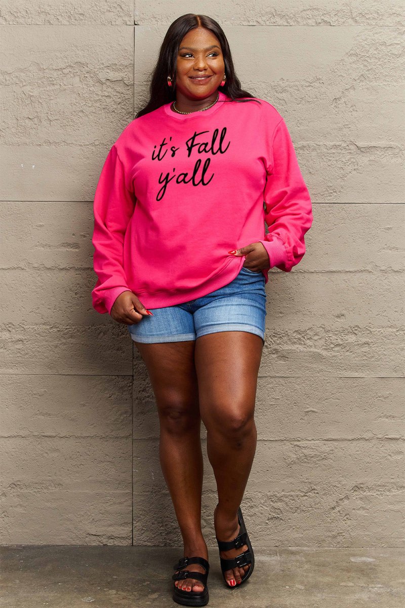 Full Size IT'S FALL Y'ALL Graphic Sweatshirt - Deb Shops