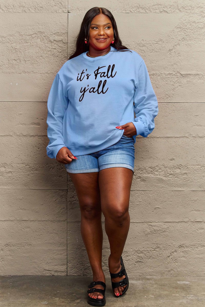 Full Size IT'S FALL Y'ALL Graphic Sweatshirt - Deb Shops